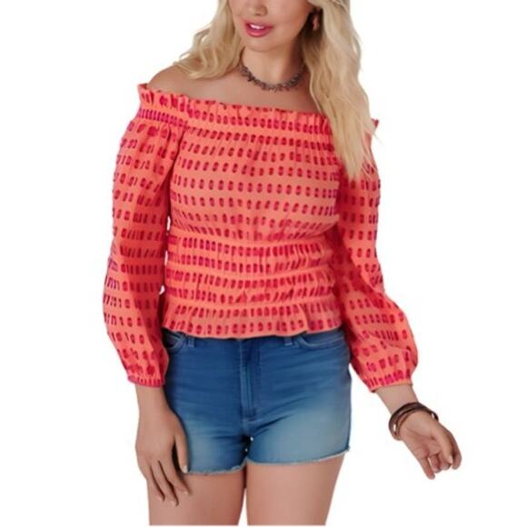 Wrangler Retro Ladies Size XXL Off Shoulder Printed Crop Top NWT - Picture 1 of 5